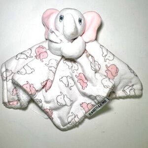 BLANKETS AND BEYOND Elephant Security Baby Blanket Lovey White Pink Grey Plush